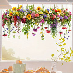 Rustic Style 3D Flower Glass Window Stickers 11.81x23.62in