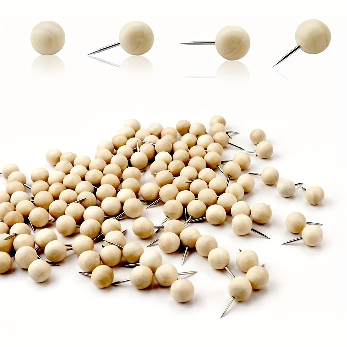 20pcs Wooden Round Ball Push Pin for Hanging Cork Version Decoration