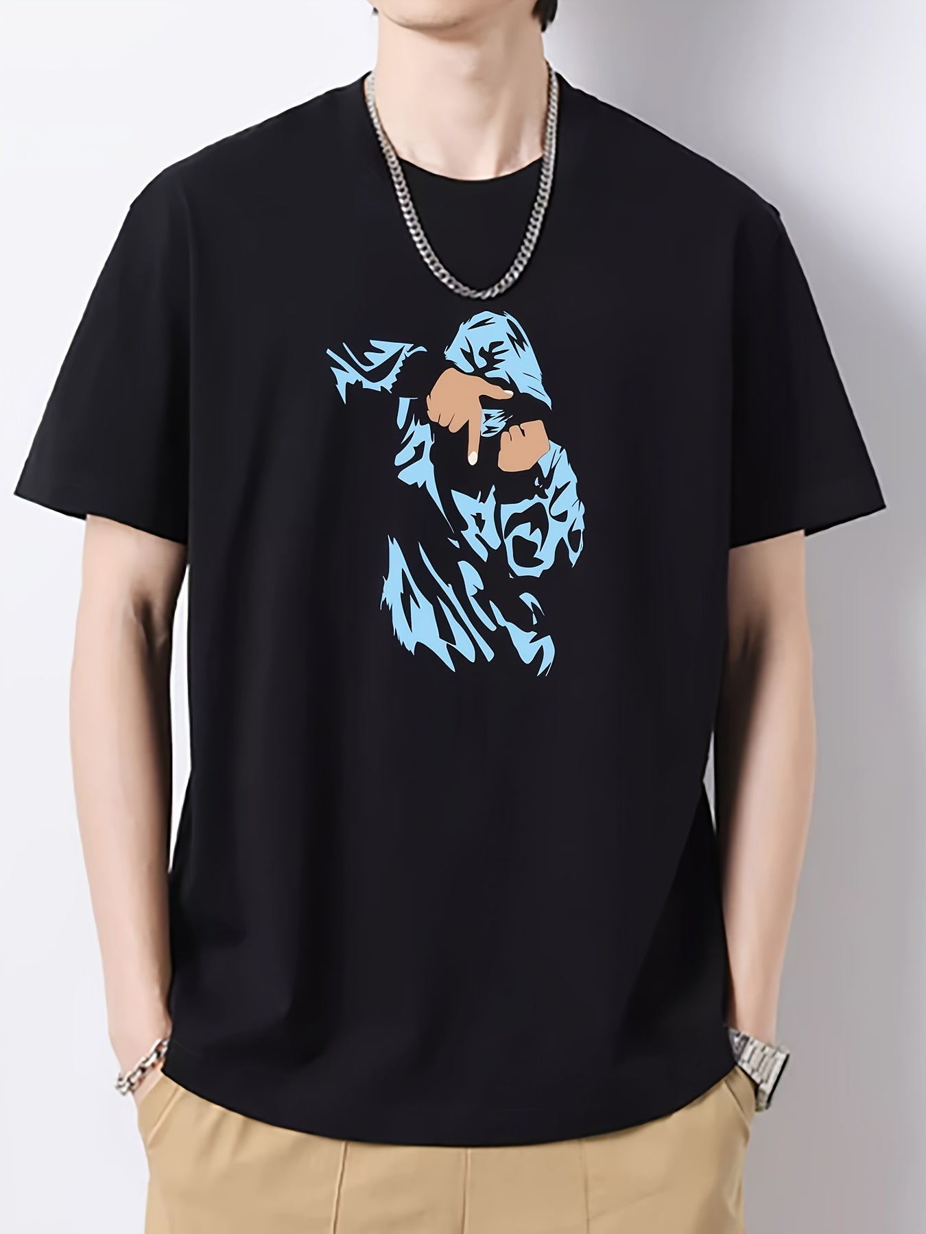Men's Portrait Pattern Slim Fit T-shirt - Spring/Summer Holiday Top