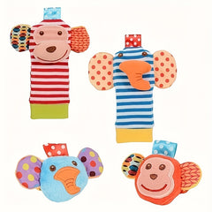 Baby Wrist Rattle and Foot Socks - Cartoon Newborn Gift Boy Girl