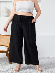  Solid Wide Leg Trousers w/ Pockets