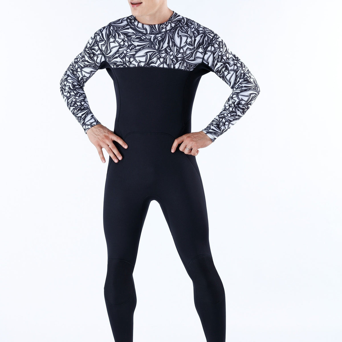 Men's Geometric Neoprene Wetsuit Warm Anti Jellyfish One Piece Back Zipper