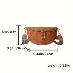 Retro Flower Pattern Waist Bag Crossbody Bag Women's PU Leather Chest Purse