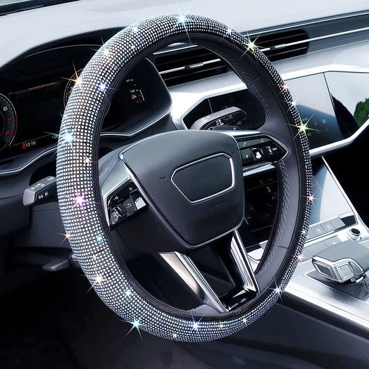Crystal Diamond Steering Wheel Cover Safe Bling Car Accessory