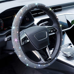 Crystal Diamond Steering Wheel Cover Safe Bling Car Accessory
