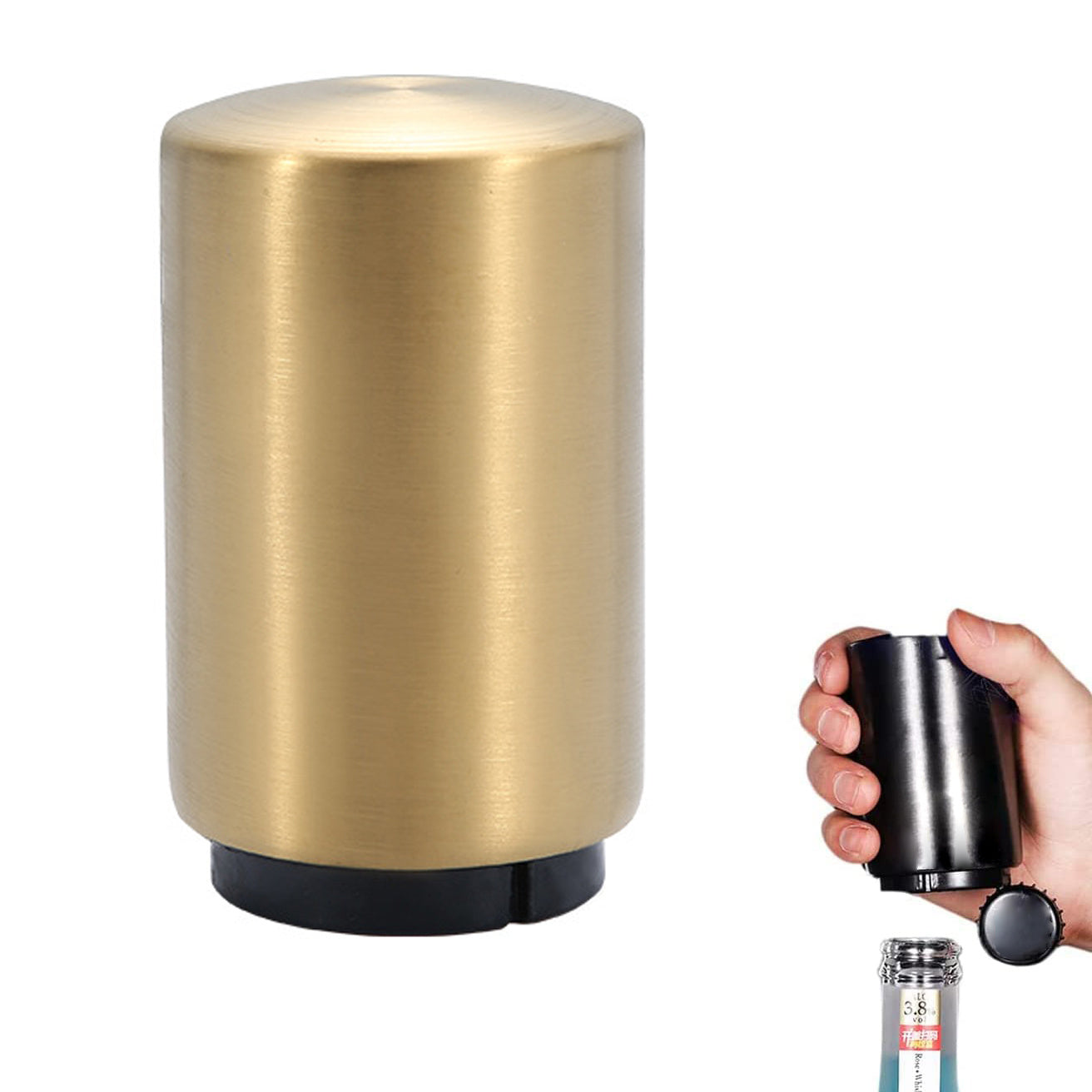 Automatic Beer Bottle Opener Push Down Stainless Steel Magnet Catching