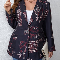  Graffiti Print Long Sleeve Blazer with Pockets