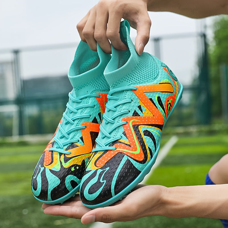 Boy's High Top Turf Football Boots TF Soccer Cleats