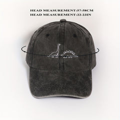 Dinosaur Embroidery Baseball Cap Gray Distressed Dad Hat