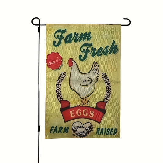 Cartoon Chicken Farm Garden Flag Double Sided Summer Burlap Outdoor Decor