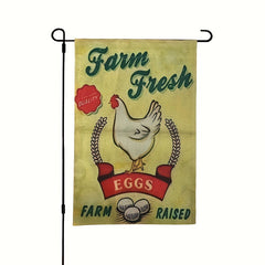 Cartoon Chicken Farm Garden Flag Double Sided Summer Burlap Outdoor Decor