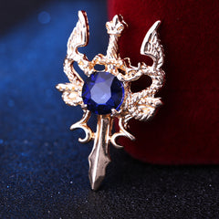 Men's Vintage Double Dragon Sword Suit Brooch
