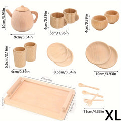 Wooden Playhouse Tea Set Kitchen Tableware Role Playing Game