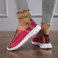 Women's Braided Flat Shoes Soft Sole Slip On Casual Lightweight Walking Shoes