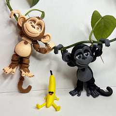 Colorful 3D Printed Monkey Statue Set for Desk Office