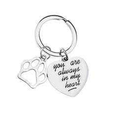 Pet Memorial Stainless Steel Engraved Keychain, Always In My Heart