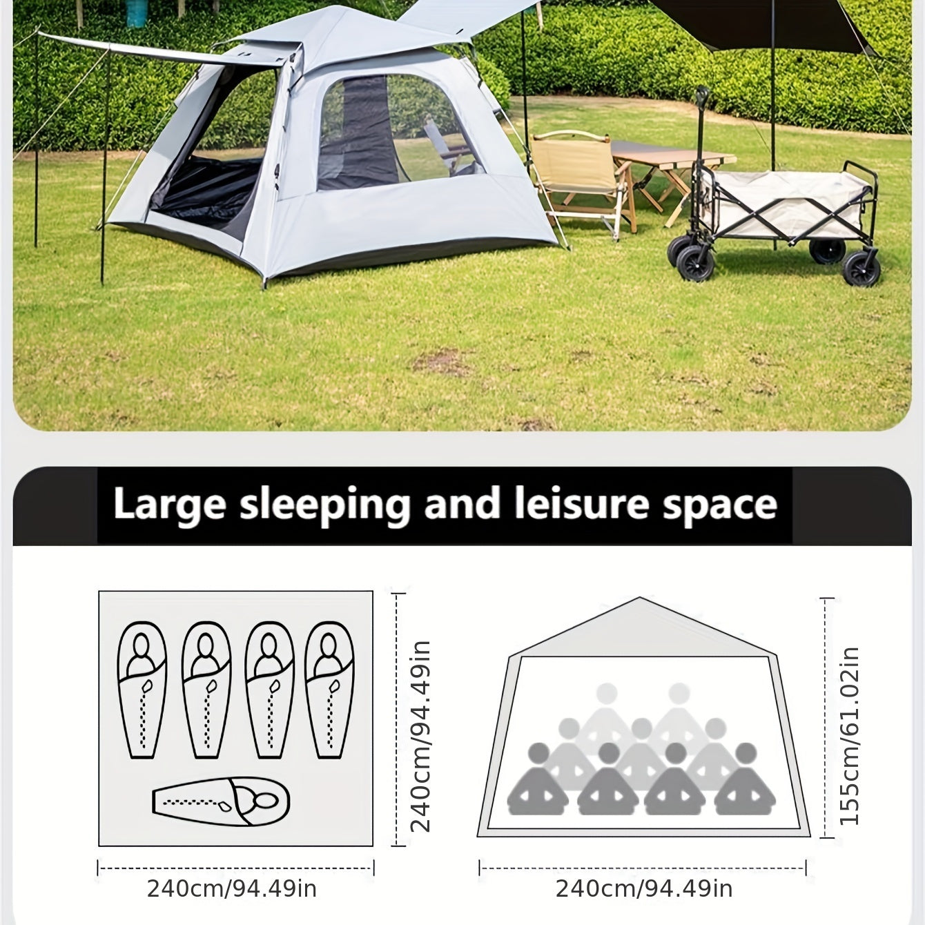 Quick Opening Camping Tent Waterproof and Windproof with Sun Shade