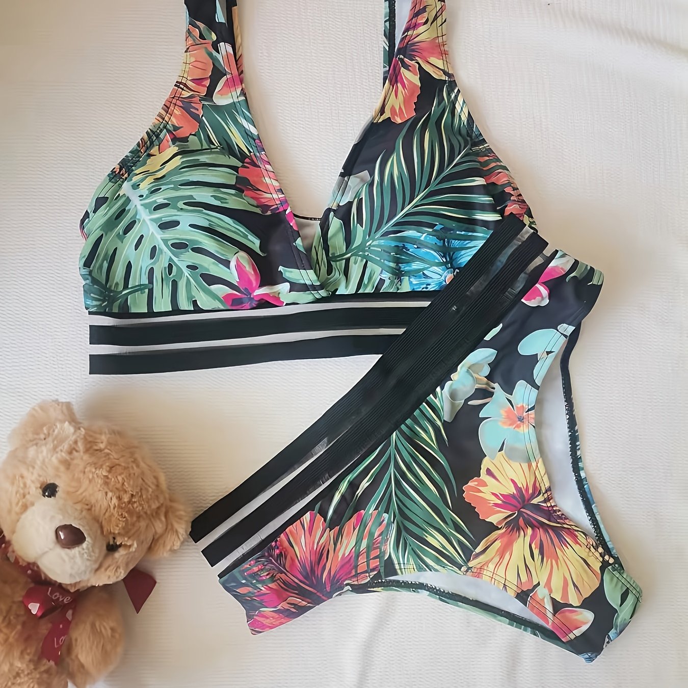 Tropical All Over Print Bikini Set Women's Swimwear