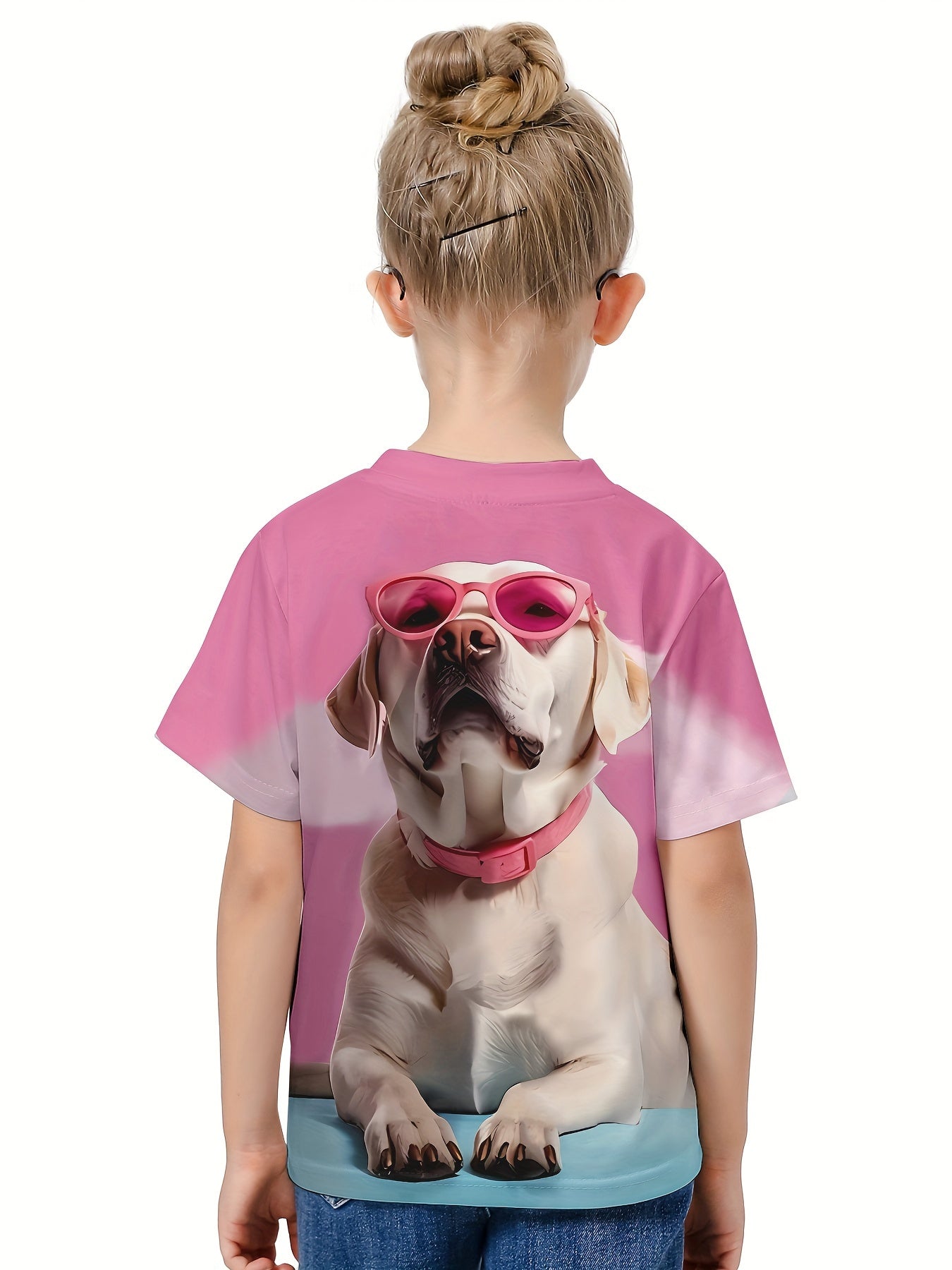 3D Puppy Graphic Short Sleeve T shirt for Girls Boys