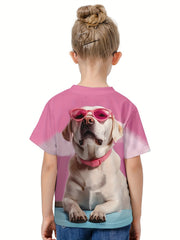 3D Puppy Graphic Short Sleeve T shirt for Girls Boys