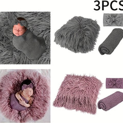 3pcs Baby Photo Wrap Blanket 3pcs Set Photography Props Baby Photo Studio Wrap