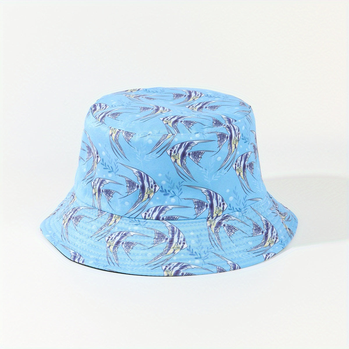 Cartoon Flower Print Reversible Bucket Hat Breathable Fisherman Cap