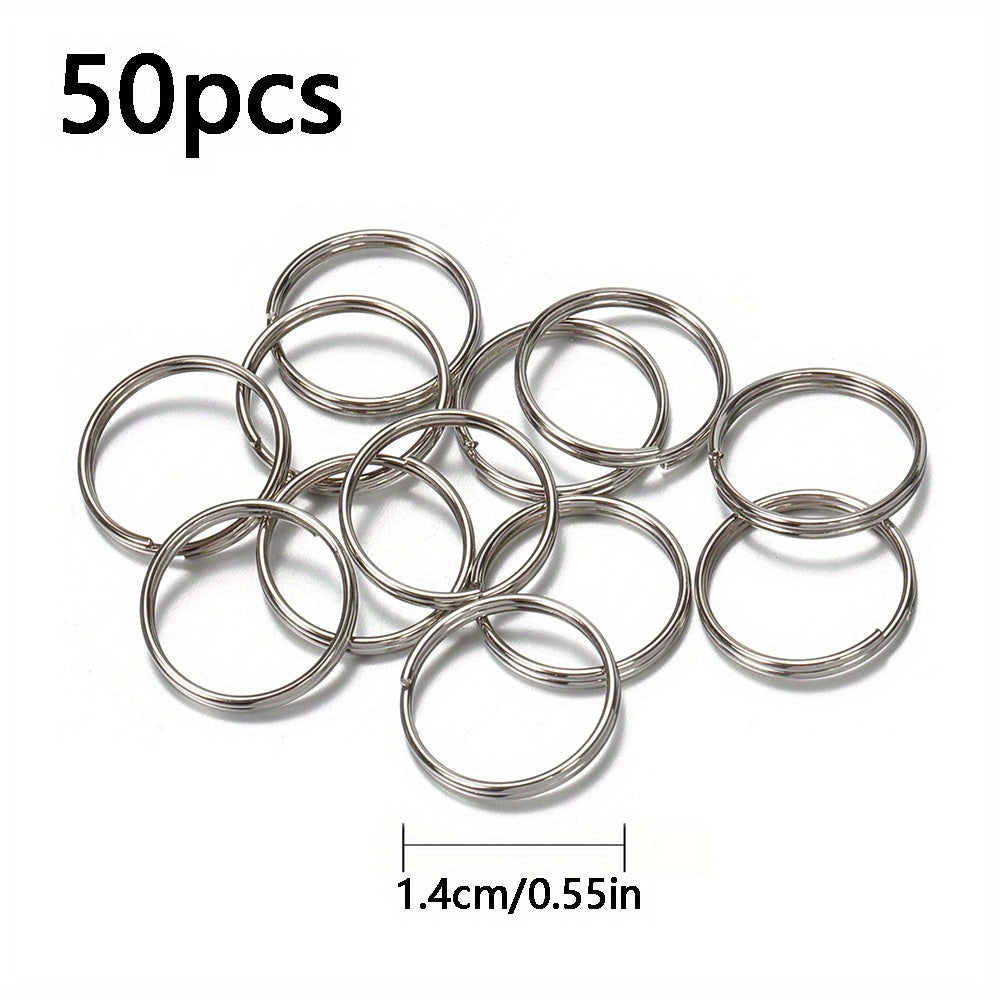 50pcs Metal Keyring Blank Circle DIY Keychain Jewelry Making 6 20mm