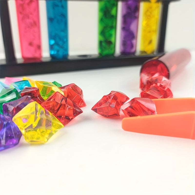 60pcs Gem Clip Sensory Toy Test Tube Clip Beads