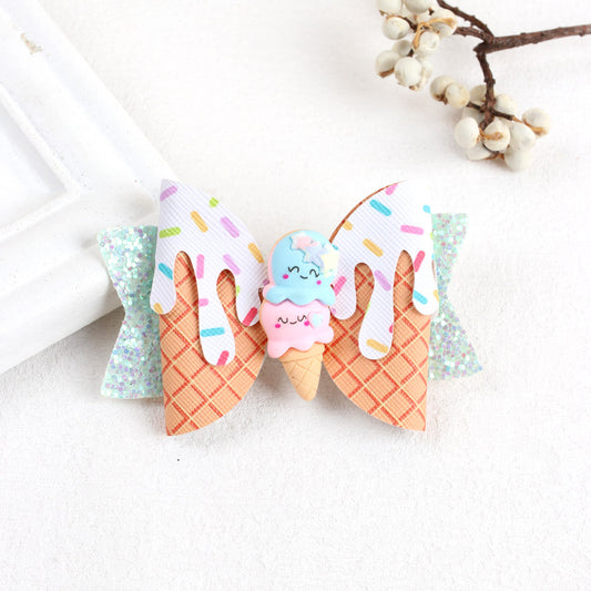 Ice Cream Glitter Hair Bowknot Clip for Girls
