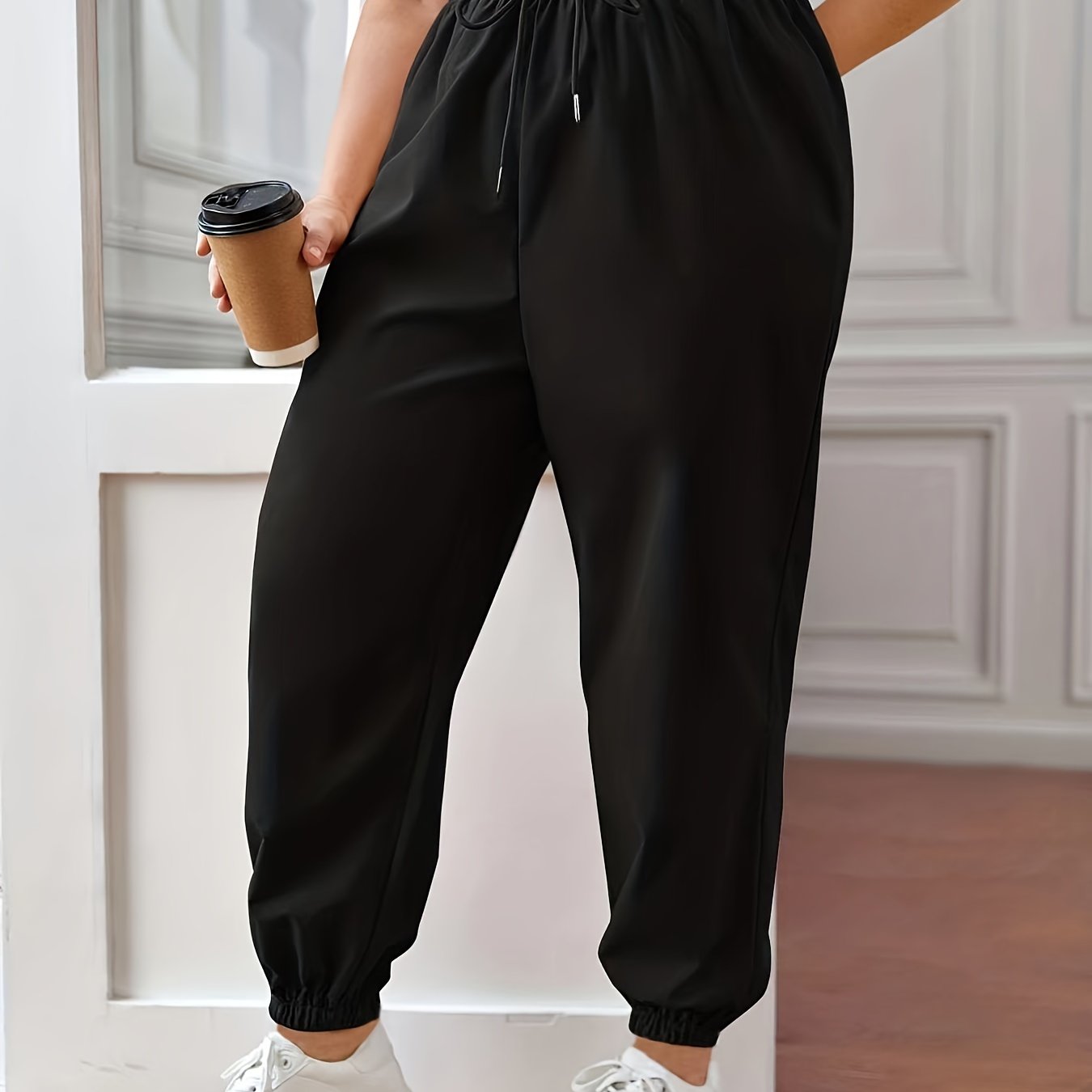  Solid Elastic Joggers With Pockets