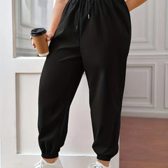  Solid Elastic Joggers With Pockets