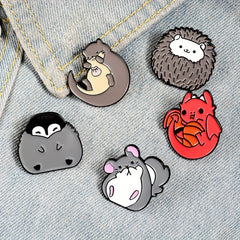 5pcs Random Cartoon Animal Brooch Bag Accessory Pin For Men