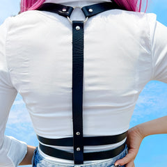 Y2K PU Leather Body Harness Belt Gothic Clothing Waist Belt