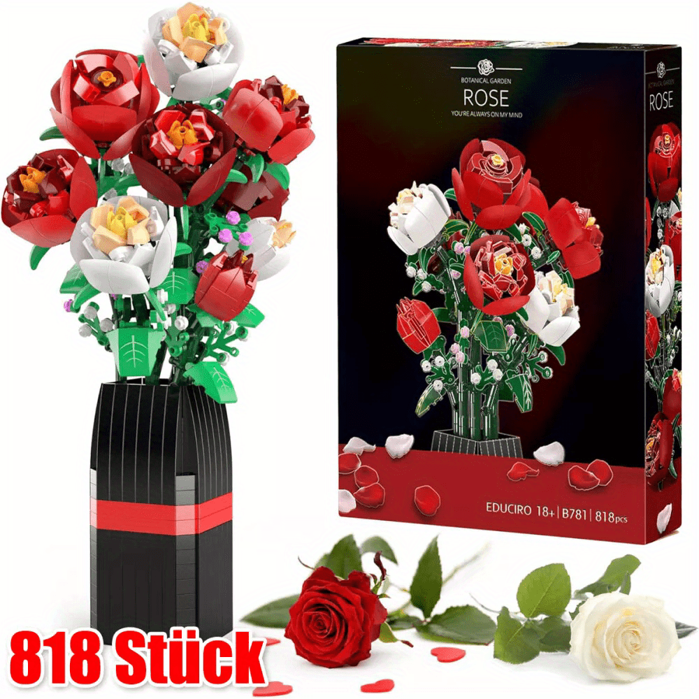 1pc Rose Bouquet Building Blocks - Anniversary Thanksgiving Gift