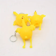 Funny Squeeze Chicken Laying Egg Keychain Anti Stress Tricky Toys Gag