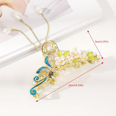 Bee Flower Rhinestone Hair Claw Clip Tassel Ponytail Hair Clamps