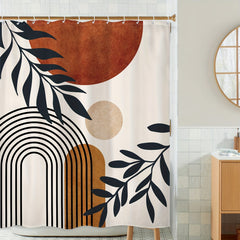 Block Pattern Shower Curtain Waterproof Fabric Bath Decor