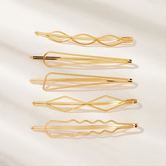 5pcs Golden Geometric Hair Clip Women Accessories
