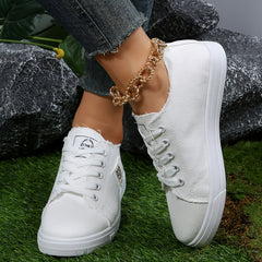 Women's Canvas Lace Up Outdoor Shoes Lightweight Sneakers