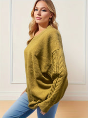  Casual Sweater Solid Long Sleeve Round Neck Loose Pullover Jumper
