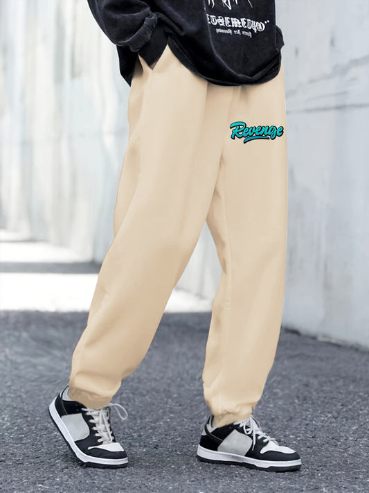 Letter Pattern Printed Men's Trousers with Pockets Drawstring Sweatpants