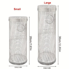 Stainless Steel Smoked Mesh Barrel for BBQ Outdoor Picnic Camping