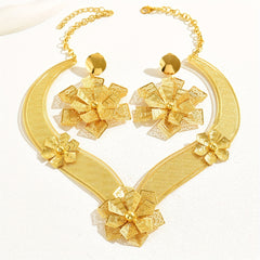 3pcs Exaggerated Jewelry Set 18k Plated Flower African Bride's Wedding Jewelry