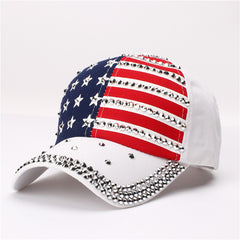 Sparkle Studded American Flag Baseball Cap Hip Hop Hat