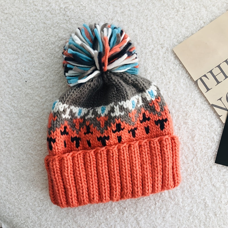 Hairball Knit Winter Beanie Hat Unisex Ear Protection Girls Women Gift
