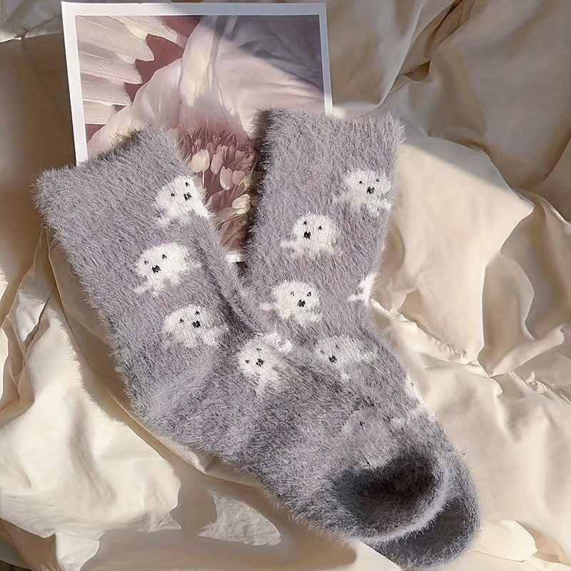 Cartoon Fruit Print Socks Warm Women's Stockings