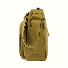 Men's Canvas Messenger Bag Solid Shoulder Satchel Durable Polyester Lining