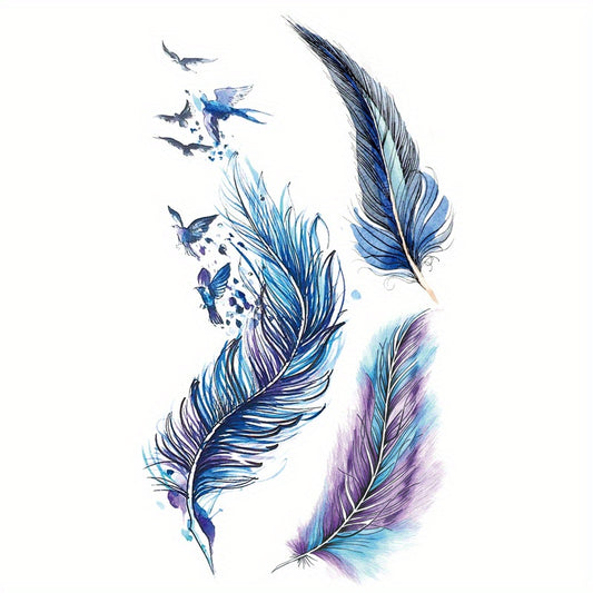 Waterproof Feather Tattoo Sticker Stylish Long Lasting Temporary Tattoo