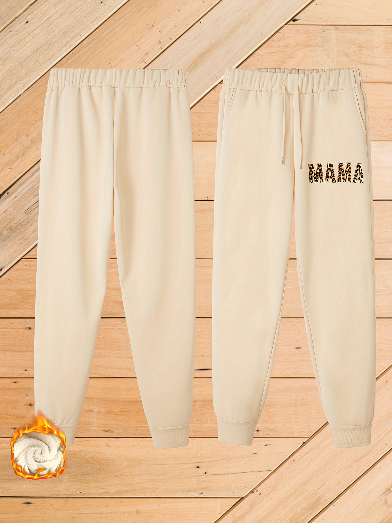 Women's Plus Letter Print Fleece Lined Harem Trousers