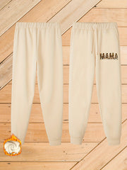 Women's Plus Letter Print Fleece Lined Harem Trousers